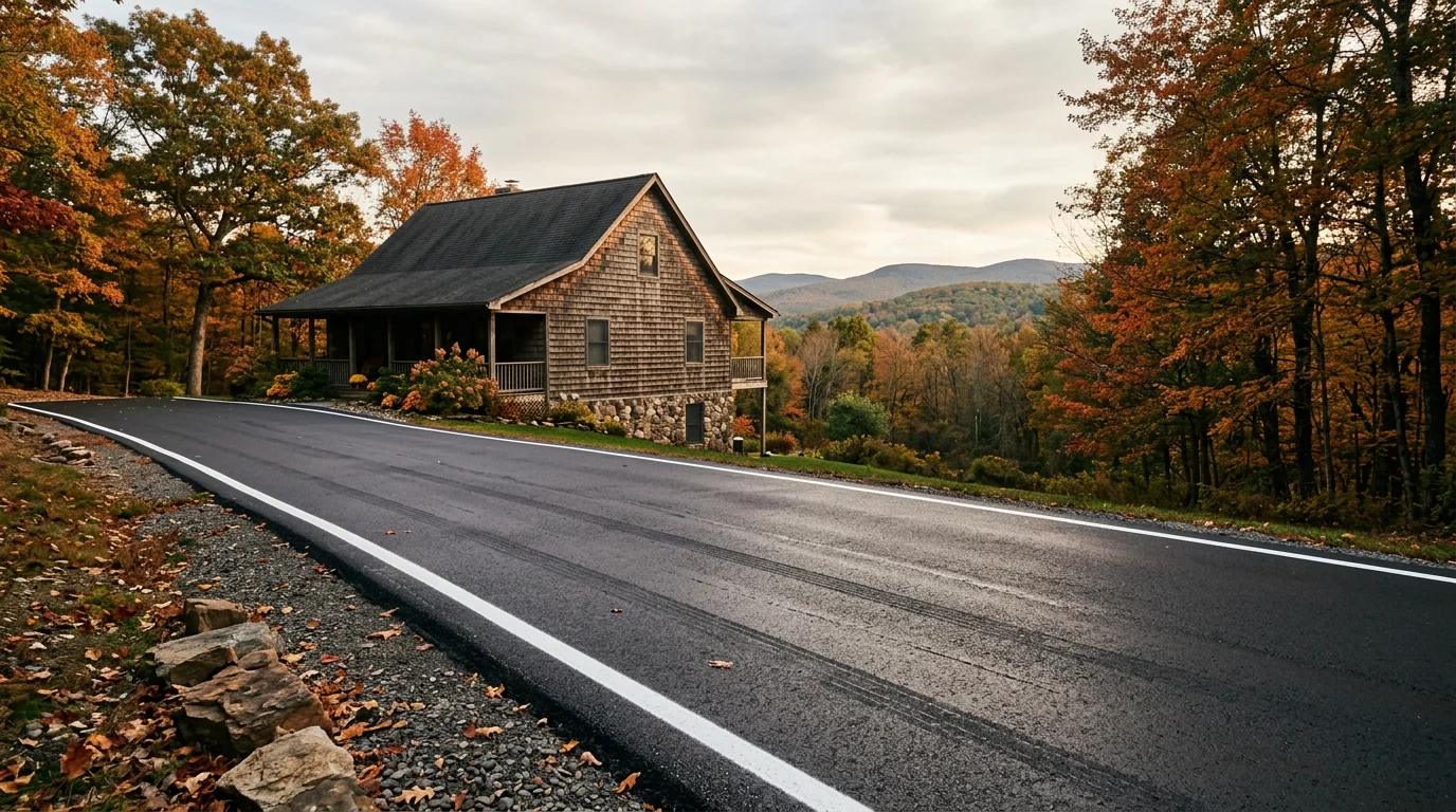 Rural Sullivan County property with mature trees and mountain backdrop, showing typical Catskill-area residential architecture.